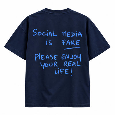 Social Media Is Fake T-shirt (Back Print)