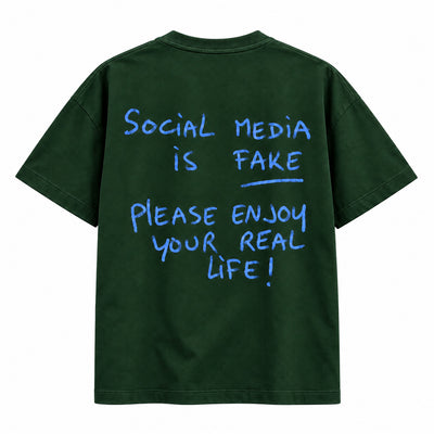 Social Media Is Fake T-shirt (Back Print)